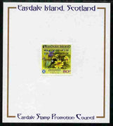 Easdale 1993 40th Anniversary of Coronation overprinted in black on Flora & Fauna perf 80p (Flowers) mounted on Publicity proof card issued by the Easdale Stamp Promotion Council