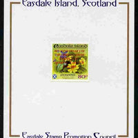 Easdale 1993 40th Anniversary of Coronation overprinted in red on Flora & Fauna perf 80p (Flowers) mounted on Publicity proof card issued by the Easdale Stamp Promotion Council