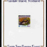 Easdale 1993 40th Anniversary of Coronation overprinted in red on Flora & Fauna perf 60p (Lichens) mounted on Publicity proof card issued by the Easdale Stamp Promotion Council