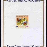 Easdale 1988 Flora & Fauna perf definitive 52p (Butterfly & Insects) mounted on Publicity proof card issued by the Easdale Stamp Promotion Council