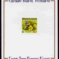 Easdale 1988 Flora & Fauna perf definitive 80p (Flowers) mounted on Publicity proof card issued by the Easdale Stamp Promotion Council