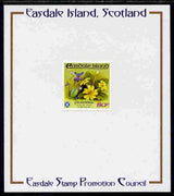 Easdale 1988 Flora & Fauna perf definitive 80p (Flowers) mounted on Publicity proof card issued by the Easdale Stamp Promotion Council