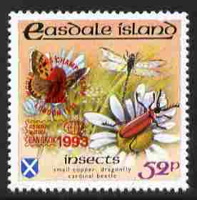 Easdale 1993 World Chess Championships overprinted in red on Flora & Fauna perf 52p (Butterfly & Insects) unmounted mint