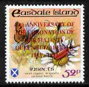 Easdale 1993 40th Anniversary of Coronation overprinted in red on Flora & Fauna perf 52p (Butterfly & Insects) unmounted mint