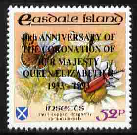 Easdale 1993 40th Anniversary of Coronation overprinted in black on Flora & Fauna perf 52p (Butterfly & Insects) unmounted mint