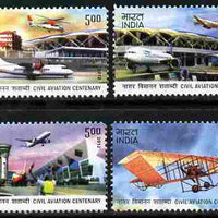India 2012 100 Years of Civil Aviation perf set of 4 unmounted mint