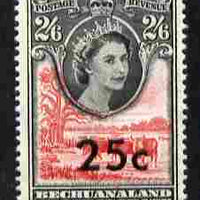 Bechuanaland 1961 Decimal Surcharge 25c on 2s6d (BaoBab Tree & Cattle) unmounted mint SG 165