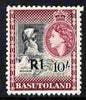 Basutoland 1961 Decimal Surcharge 1R on 10s type III (Mohair) unmounted mint SG 68b