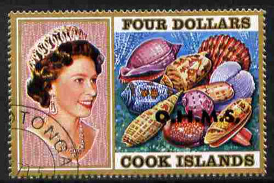 Cook Islands 1978 Sea Shells $4 definitive overprinted OHMS fine cds used SG O30
