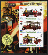 Puntland State of Somalia 2010 History of Fire Engines #1 (with Scout Logo) imperf sheetlet containing 3 values unmounted mint
