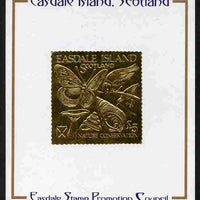 Easdale 1991 Nature Conservation £5 embossed in gold foil (Butterfly, Birds, Mushroom & Shells) mounted on Publicity proof card issued by the Easdale Stamp Promotion Council