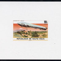 Upper Volta 1976 Zeppelin Airships 10f imperf deluxe proof sheet in issued colours on thin card