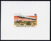 Upper Volta 1976 Zeppelin Airships 10f imperf deluxe proof sheet in issued colours on thin card