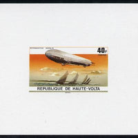 Upper Volta 1976 Zeppelin Airships 40f imperf deluxe proof sheet in issued colours on thin card