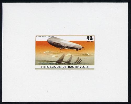 Upper Volta 1976 Zeppelin Airships 40f imperf deluxe proof sheet in issued colours on thin card