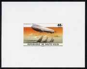 Upper Volta 1976 Zeppelin Airships 40f imperf deluxe proof sheet in issued colours on thin card