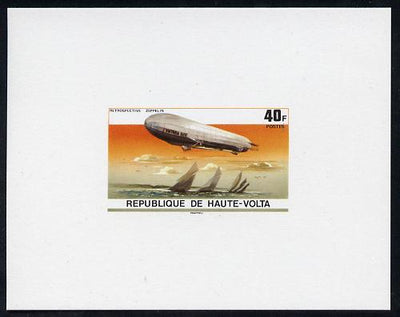 Upper Volta 1976 Zeppelin Airships 40f imperf deluxe proof sheet in issued colours on thin card
