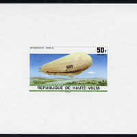 Upper Volta 1976 Zeppelin Airships 50f imperf deluxe proof sheet in issued colours on thin card