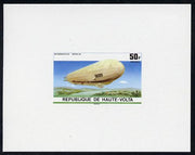 Upper Volta 1976 Zeppelin Airships 50f imperf deluxe proof sheet in issued colours on thin card