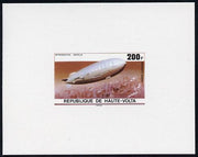 Upper Volta 1976 Zeppelin Airships 200f imperf deluxe proof sheet in issued colours on thin card