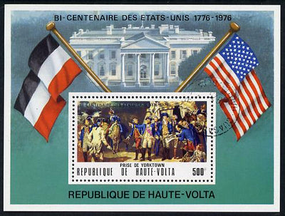 Upper Volta 1975 US Bicentenary 500f perf m/sheet cto used
