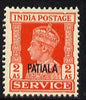 Indian States - Patiala 1939-44 KG6 Official 2a vermilion unmounted mint SG O78