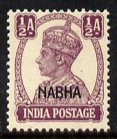 Indian States - Nabha 1941-45 KG6 1/2a purple unmounted mint SG 106