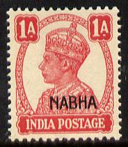 Indian States - Nabha 1941-45 KG6 1a carmine unmounted mint SG 108