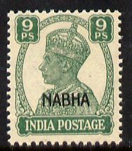 Indian States - Nabha 1941-45 KG6 9p green unmounted mint SG 107