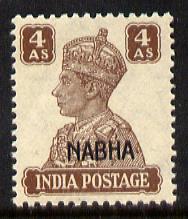 Indian States - Nabha 1941-45 KG6 4a brown unmounted mint SG 114