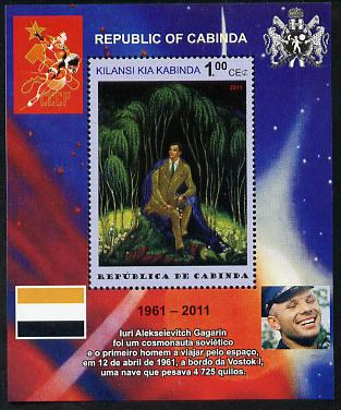 Cabinda Province 2011 Tribute to Yuri Gagarin - Paintings #01 perf souvenir sheet,unmounted mint