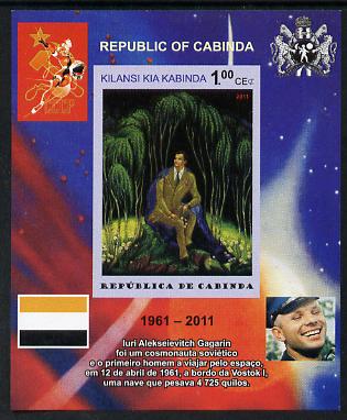 Cabinda Province 2011 Tribute to Yuri Gagarin - Paintings #01 imperf souvenir sheet,unmounted mint