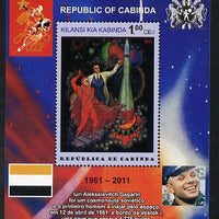 Cabinda Province 2011 Tribute to Yuri Gagarin - Paintings #02 perf souvenir sheet,unmounted mint