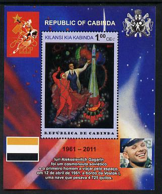 Cabinda Province 2011 Tribute to Yuri Gagarin - Paintings #02 perf souvenir sheet,unmounted mint