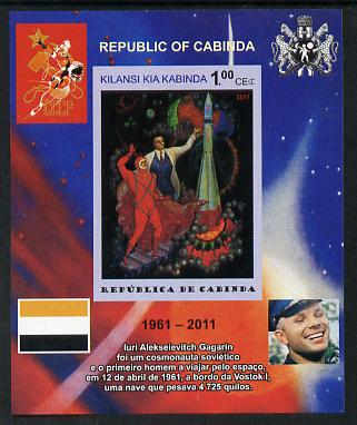 Cabinda Province 2011 Tribute to Yuri Gagarin - Paintings #02 imperf souvenir sheet,unmounted mint