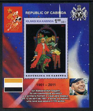 Cabinda Province 2011 Tribute to Yuri Gagarin - Paintings #04 perf souvenir sheet,unmounted mint