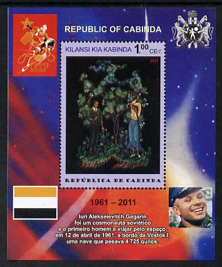 Cabinda Province 2011 Tribute to Yuri Gagarin - Paintings #05 perf souvenir sheet,unmounted mint