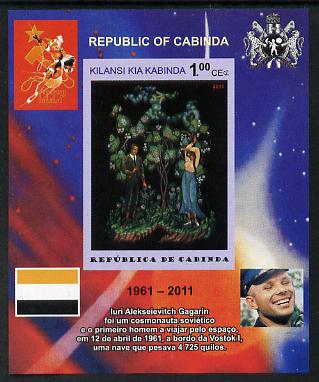 Cabinda Province 2011 Tribute to Yuri Gagarin - Paintings #05 imperf souvenir sheet,unmounted mint