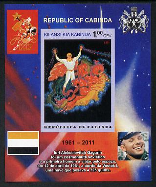 Cabinda Province 2011 Tribute to Yuri Gagarin - Paintings #06 imperf souvenir sheet,unmounted mint