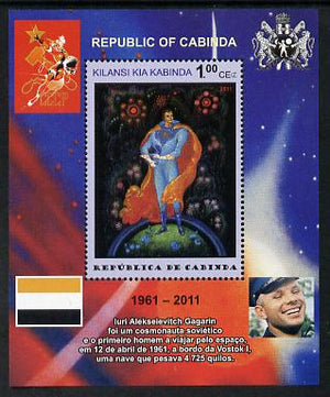 Cabinda Province 2011 Tribute to Yuri Gagarin - Paintings #07 perf souvenir sheet,unmounted mint