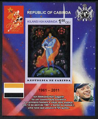 Cabinda Province 2011 Tribute to Yuri Gagarin - Paintings #07 imperf souvenir sheet,unmounted mint