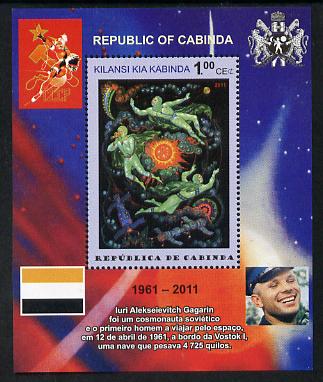 Cabinda Province 2011 Tribute to Yuri Gagarin - Paintings #10 perf souvenir sheet,unmounted mint