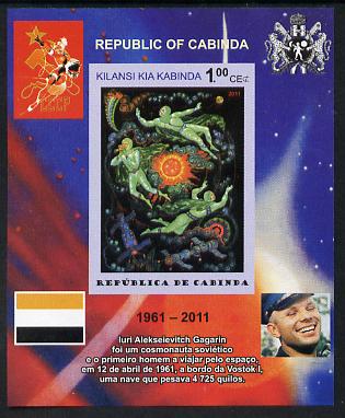 Cabinda Province 2011 Tribute to Yuri Gagarin - Paintings #10 imperf souvenir sheet,unmounted mint