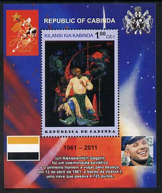 Cabinda Province 2011 Tribute to Yuri Gagarin - Paintings #11 perf souvenir sheet,unmounted mint