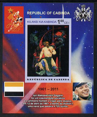Cabinda Province 2011 Tribute to Yuri Gagarin - Paintings #11 imperf souvenir sheet,unmounted mint
