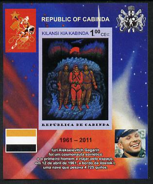 Cabinda Province 2011 Tribute to Yuri Gagarin - Paintings #12 imperf souvenir sheet,unmounted mint