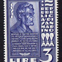 San Marino 1938 Bust of Abraham Lincoln 3L steel blue (ex m/sheet) unmounted mint as SG 232a