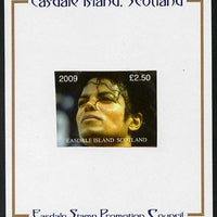 Easdale 2009 Michael Jackson imperf £2.50 mounted on Publicity proof card issued by the Easdale Stamp Promotion Council