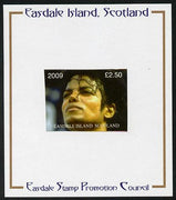 Easdale 2009 Michael Jackson imperf £2.50 mounted on Publicity proof card issued by the Easdale Stamp Promotion Council
