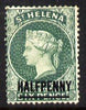 St Helena 1884-94 QV Crown CA 1/2d green (14mm) showing Blur in circle between 3 & 4 o'clock (position 191) mounted mint SG36